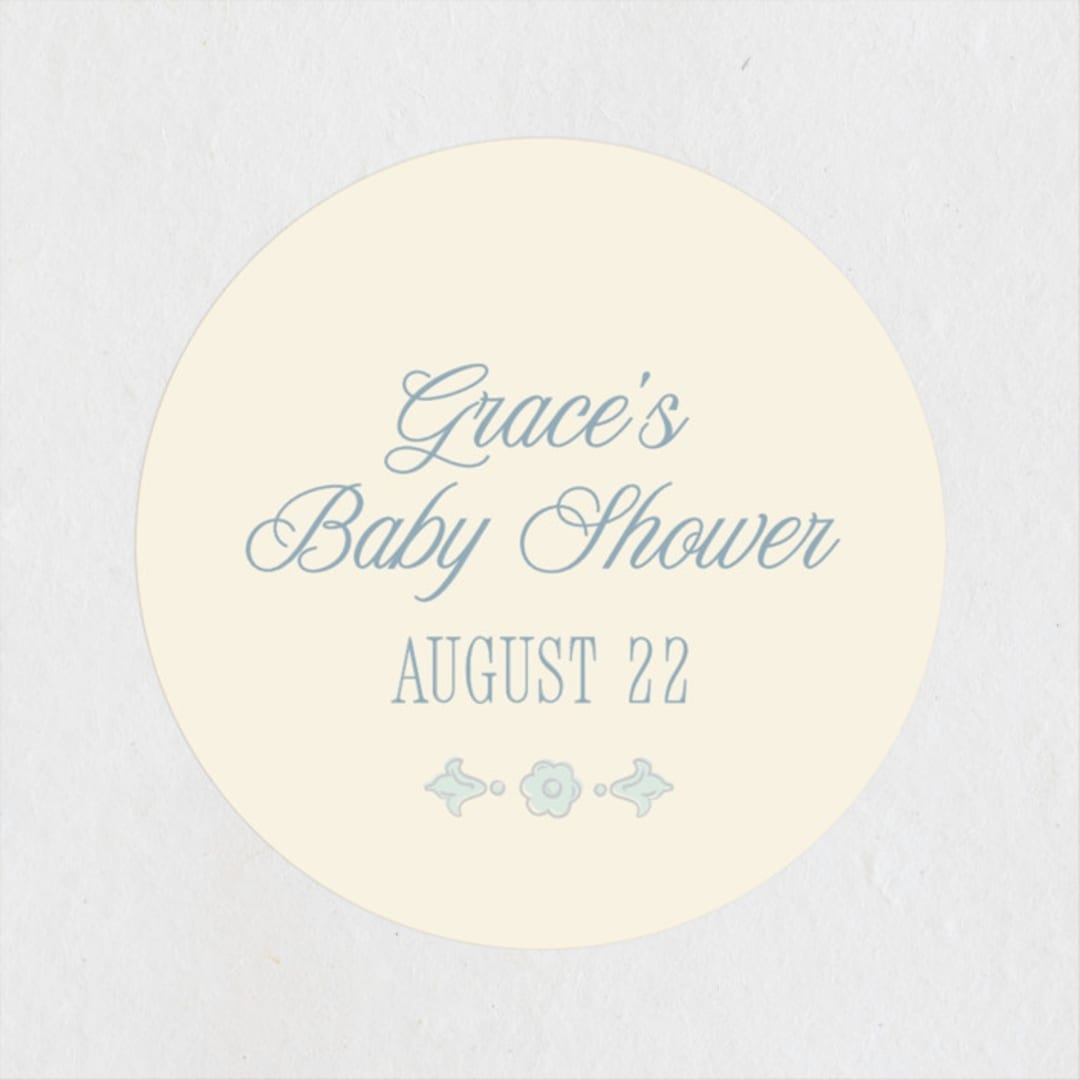 "French Frame" - Baby Shower Stickers in Powder by Robert and Stella - Close-Up