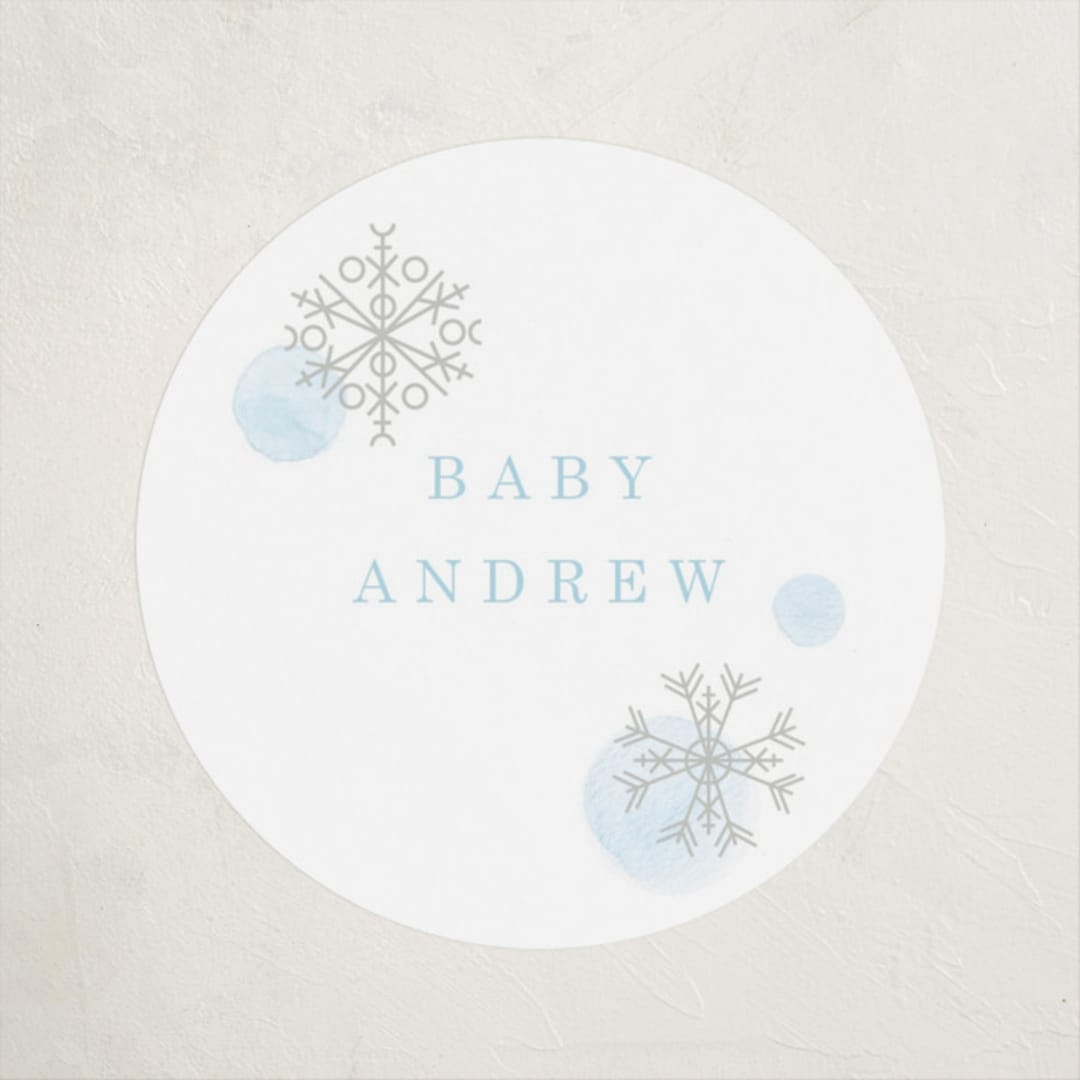 "Snowflakes" - Baby Shower Stickers in Glacier by Baumbirdy - Close-Up