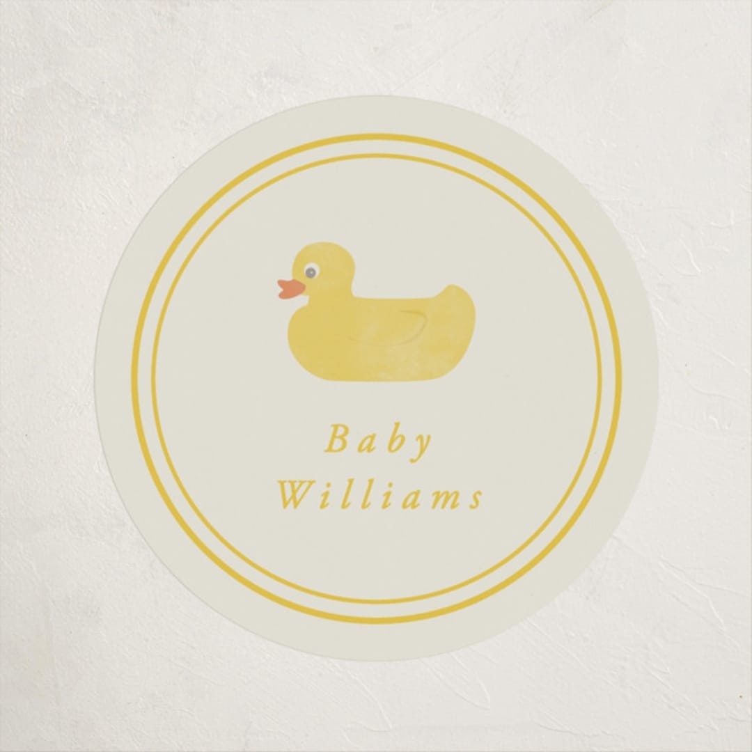 "Simple Duck" - Baby Shower Stickers in Banana by Brianne Larsen - Close-Up
