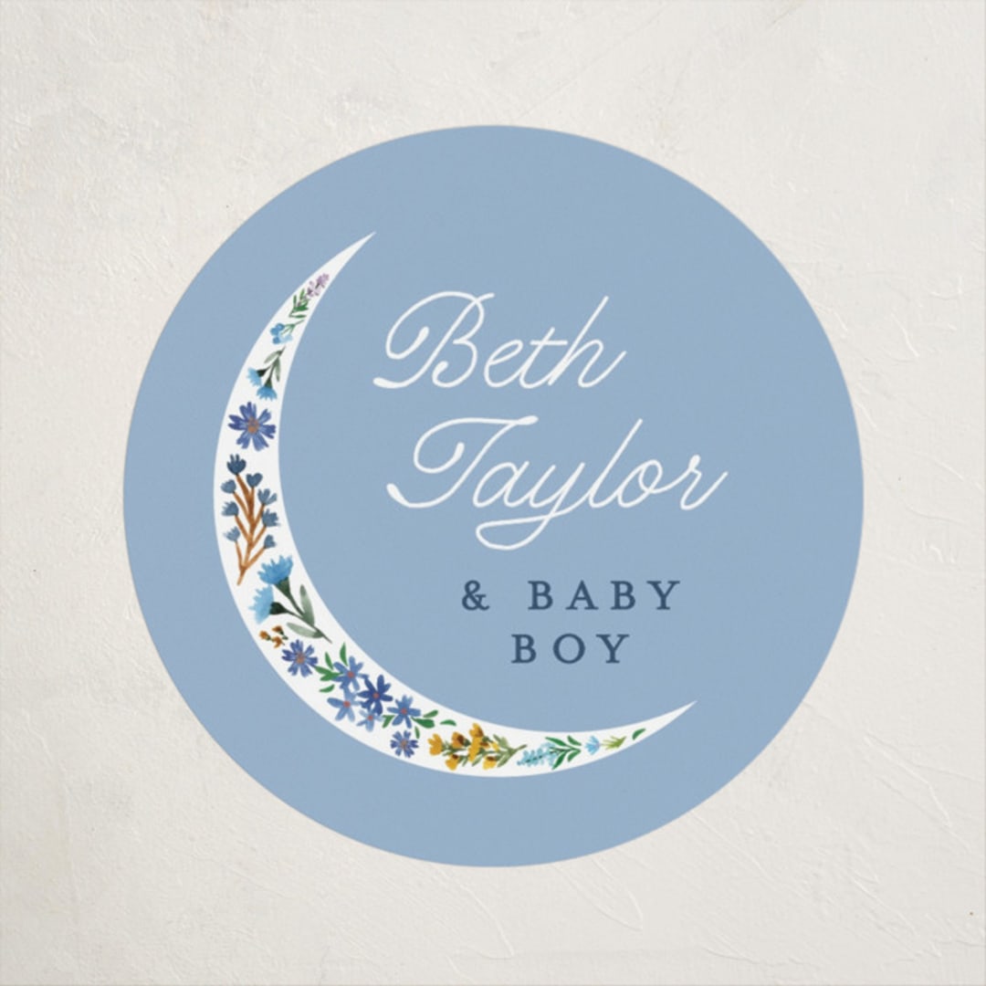 "Floral Moon" - Baby Shower Stickers in Moon Flower by Alethea and Ruth - Close-Up