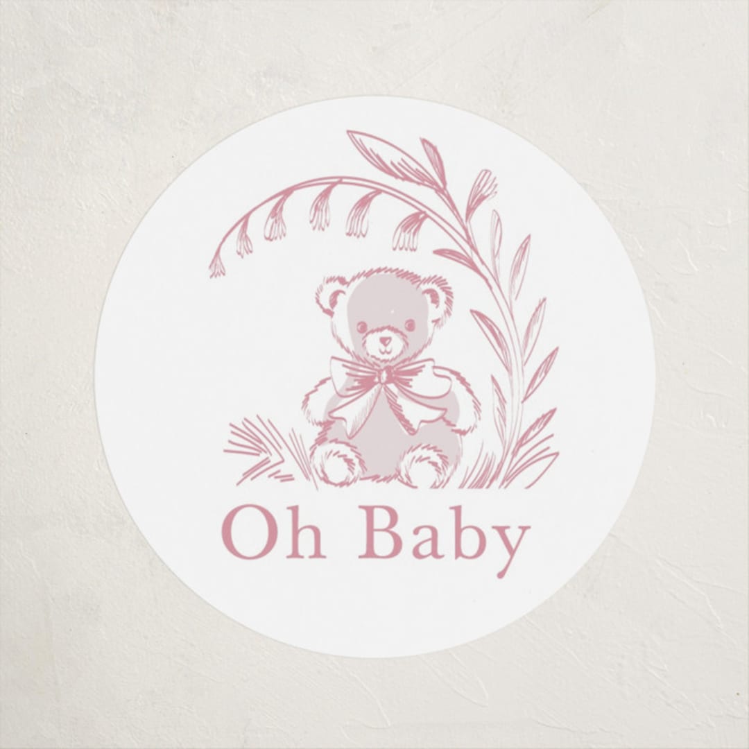 "Baby Toile" - Baby Shower Stickers in Blush by Teju Reval - Close-Up