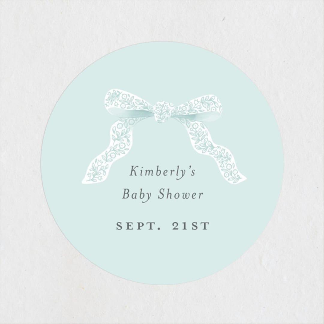 "Dainty" - Baby Shower Stickers in Tiffany Blue by Paper Raven Co. - Close-Up