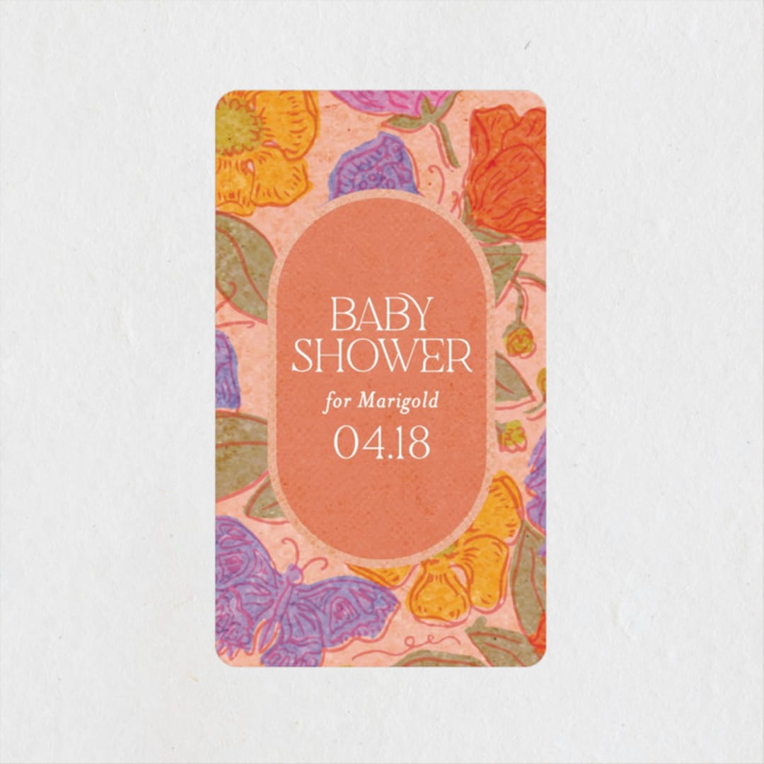 "Vintage Garden" - Baby Shower Stickers in Peach by Simona Camp - Close-Up