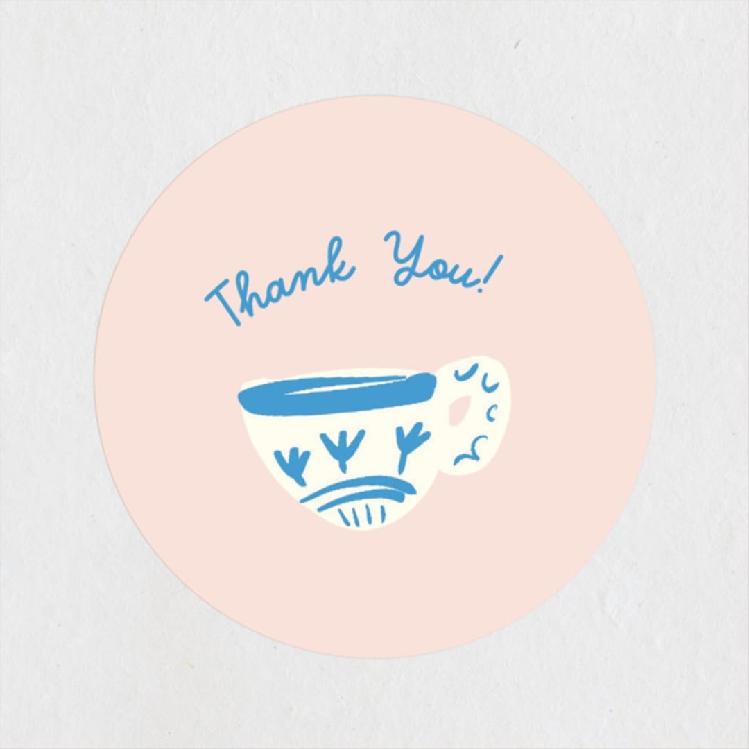 "China Tea Set" - Baby Shower Stickers in Blush by Ani Somi - Close-Up