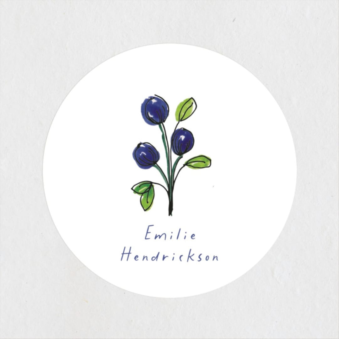"Blue Bells" - Baby Shower Stickers in Cornflower by Mere Paper - Close-Up