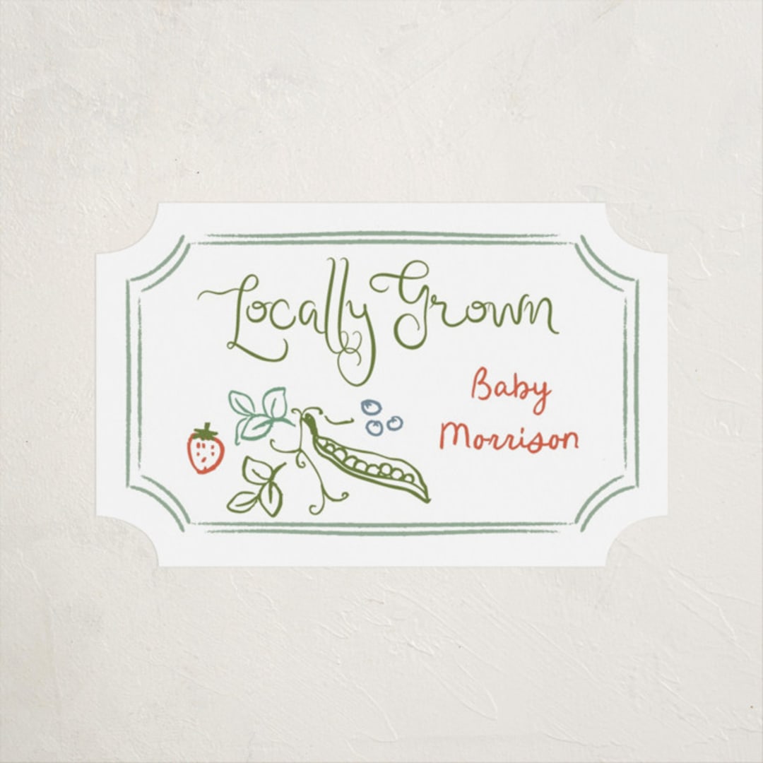 "Locally Grown Sketch" - Baby Shower Stickers in Meadow by Jenna Holcomb - Close-Up