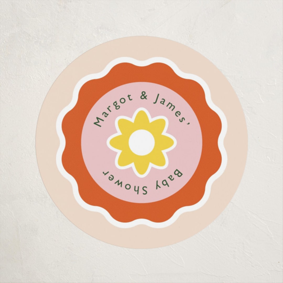 "Scout Badges" - Baby Shower Stickers in Sunshine by Hudson meet Rose - Close-Up