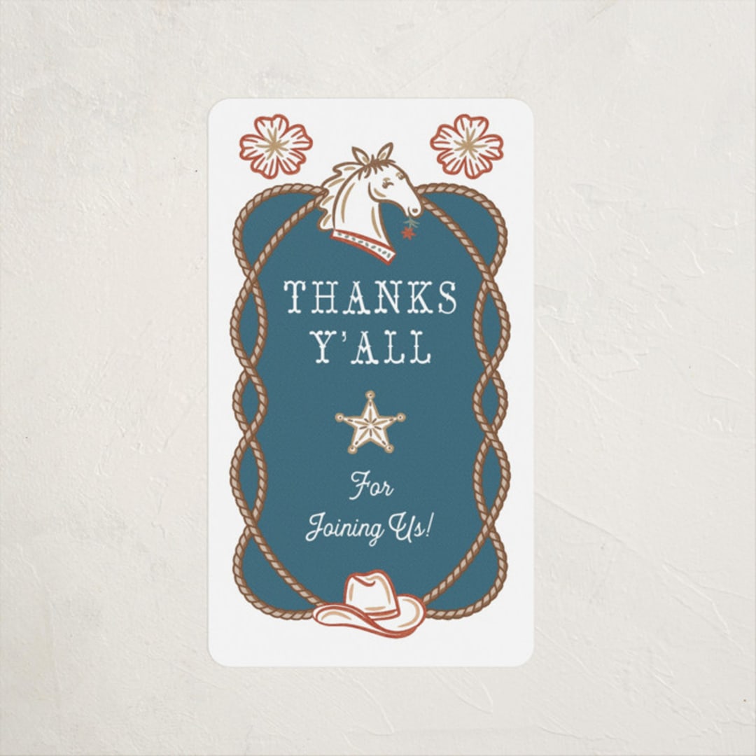 "Cowboy Baby" - Baby Shower Stickers in Denim by Paper Sun Studio - Close-Up
