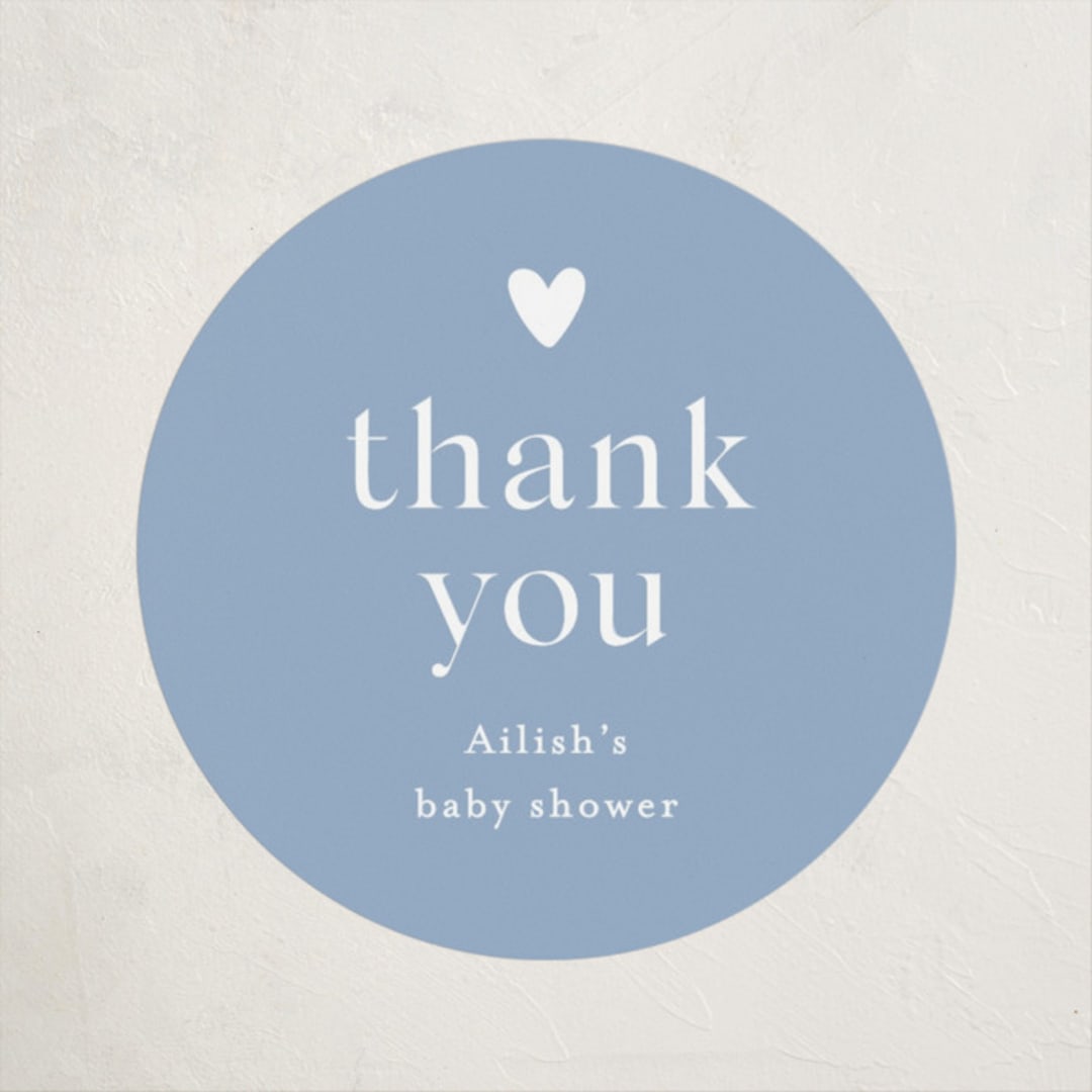 "Heartbeat" - Baby Shower Stickers in Provincial Blue by Stacey Meacham - Close-Up