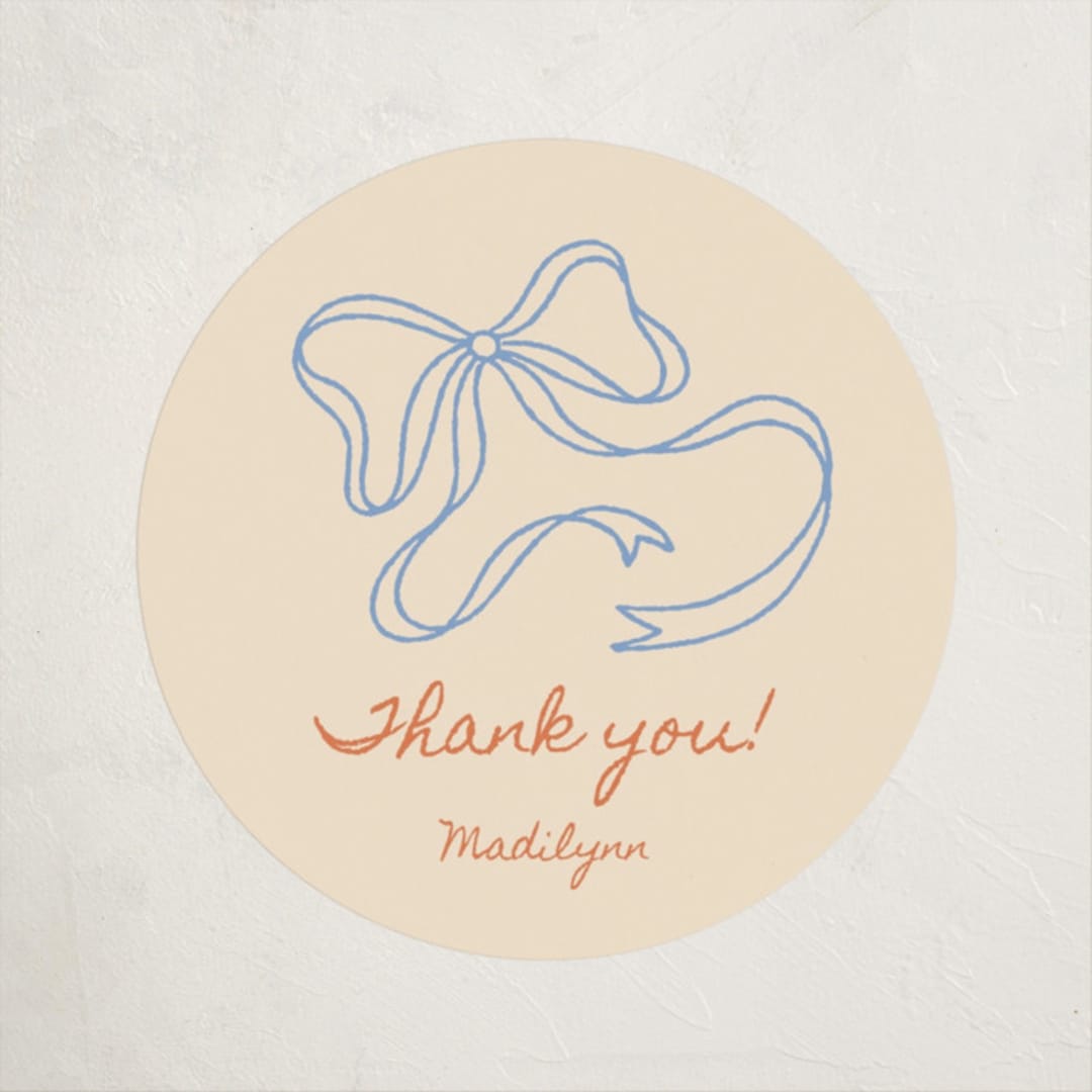 "Ribbon of Joy" - Baby Shower Stickers in Citrus Sky by Zove Ahhh - Close-Up