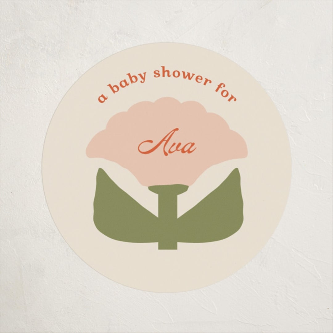 "Tulip" - Baby Shower Stickers in Peony by Lisa McLean - Close-Up