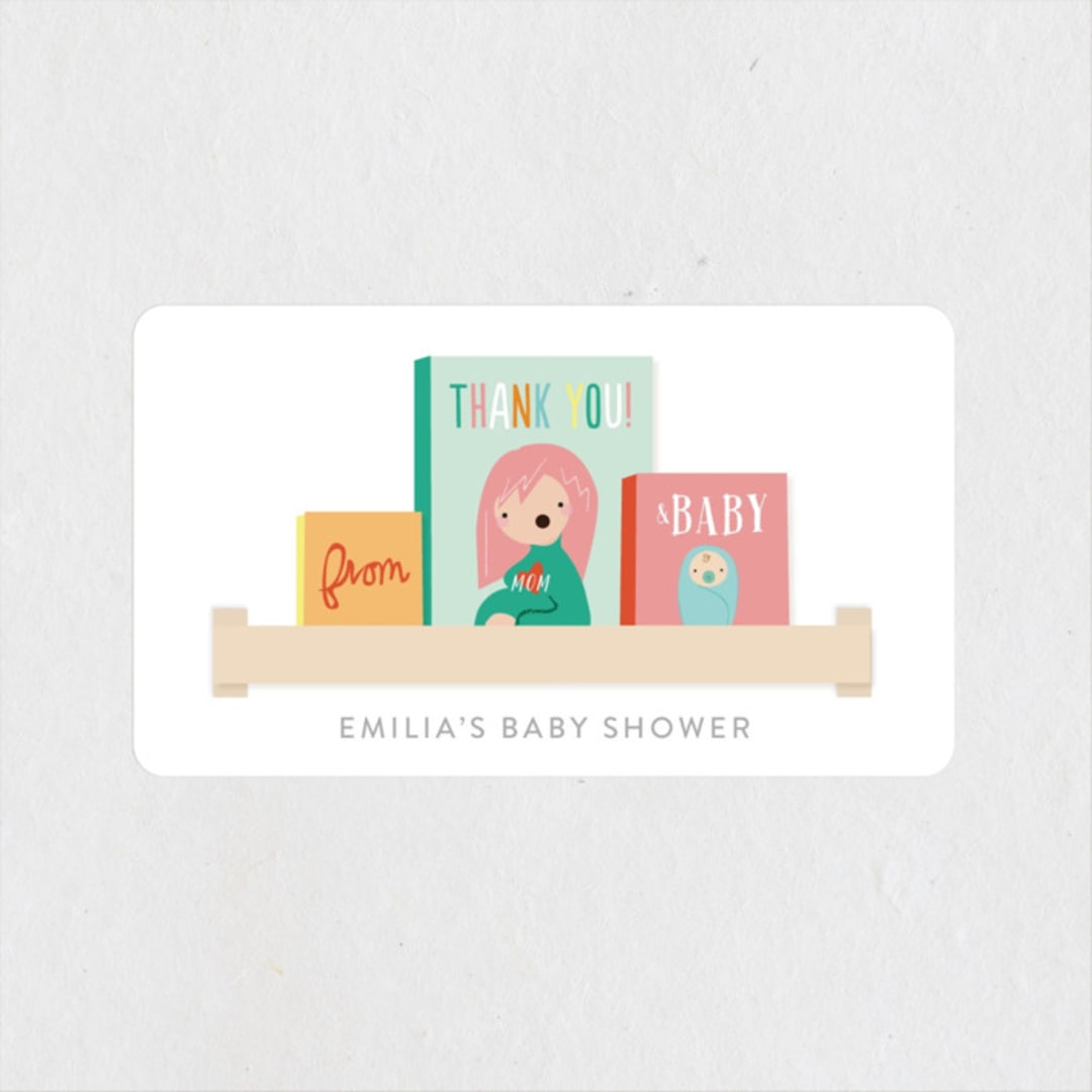 "Modern Book Shelf" - Baby Shower Stickers in Brights by Itsy Belle Studio - Close-Up
