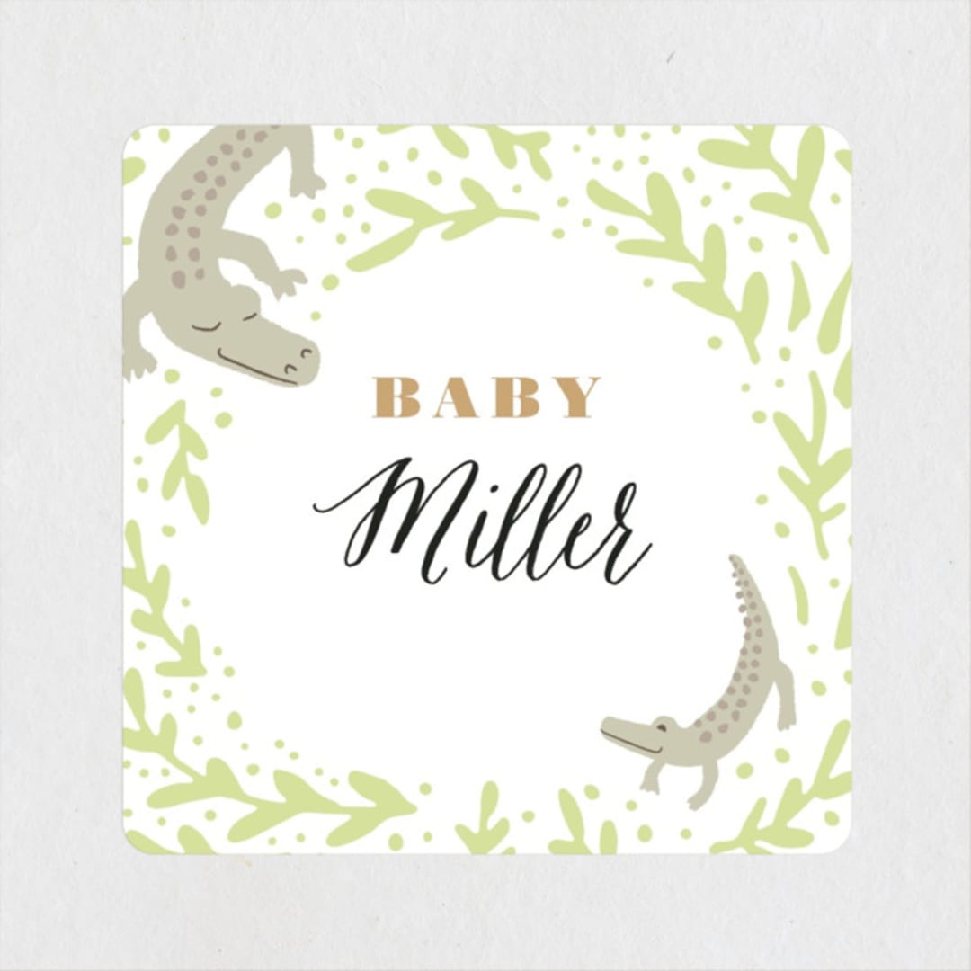 "Savannah animals" - Baby Shower Stickers in Sage by Jennifer Wick - Close-Up