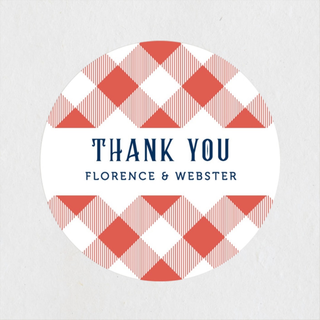 "Backyard Bbq" - Baby Shower Stickers in Ketchup by Paper Sun Studio - Close-Up