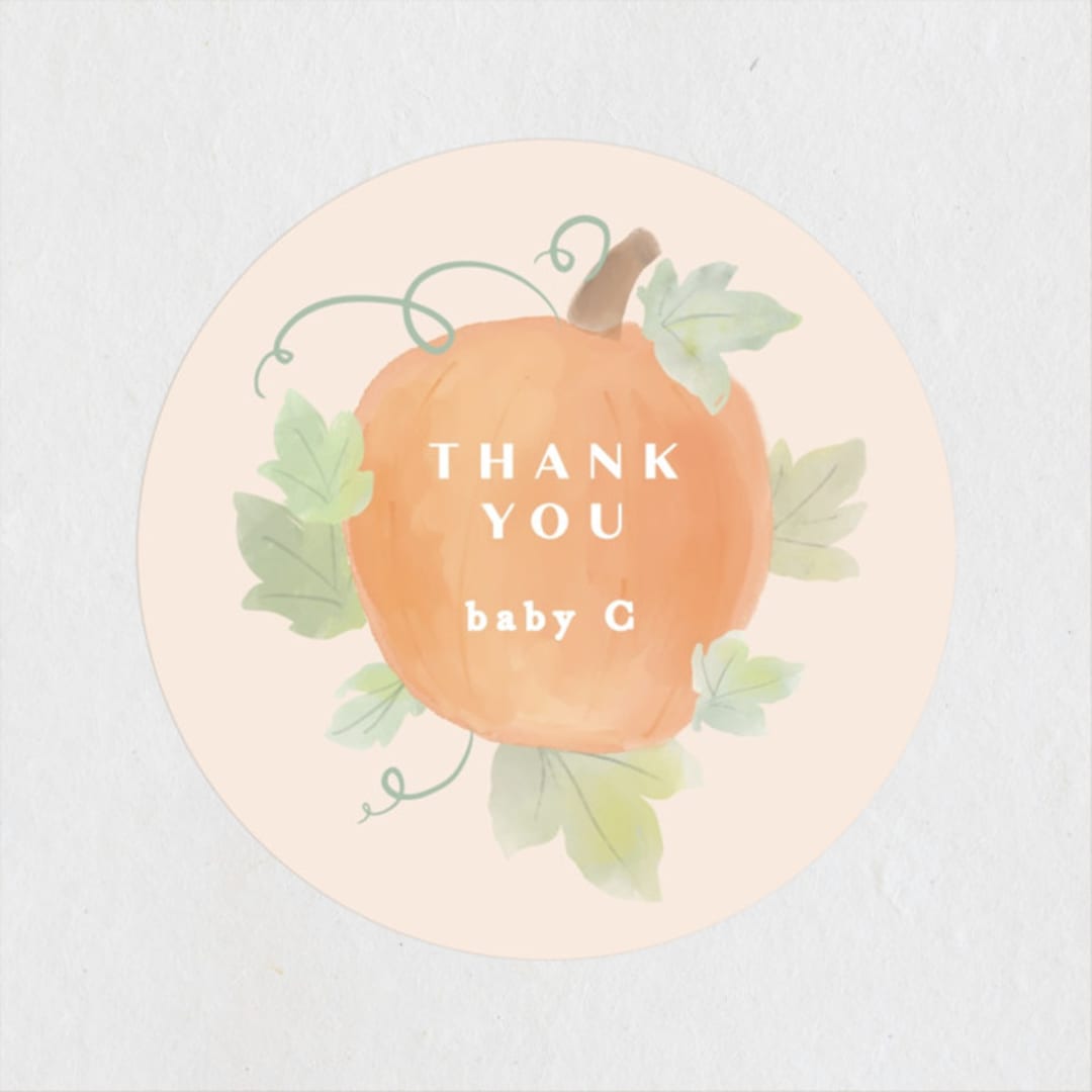 "Lil Pumpkin" - Baby Shower Stickers in Blush by Creo Study - Close-Up