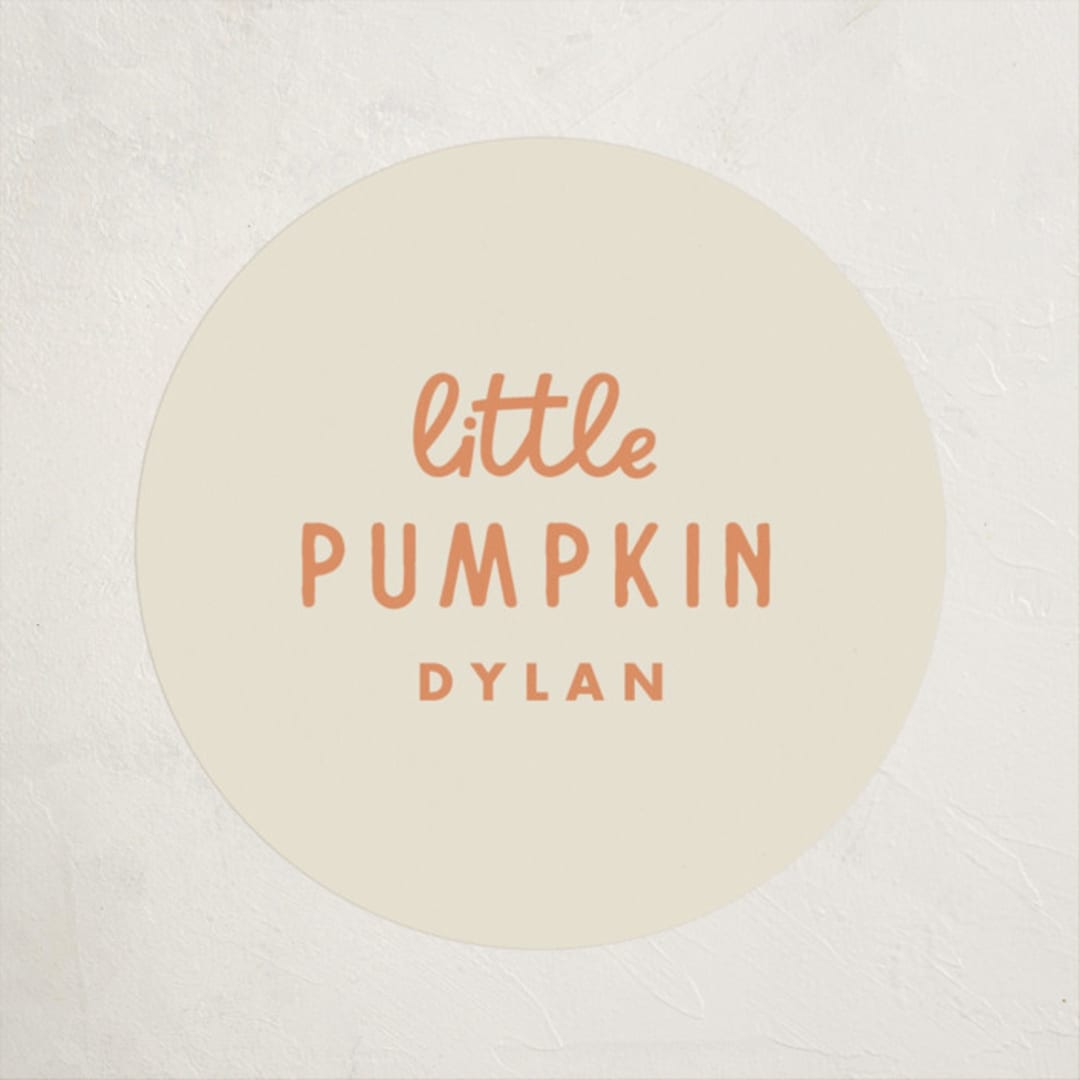 "A Little Pumpkin" - Baby Shower Stickers in Pumpkin by Baumbirdy - Close-Up