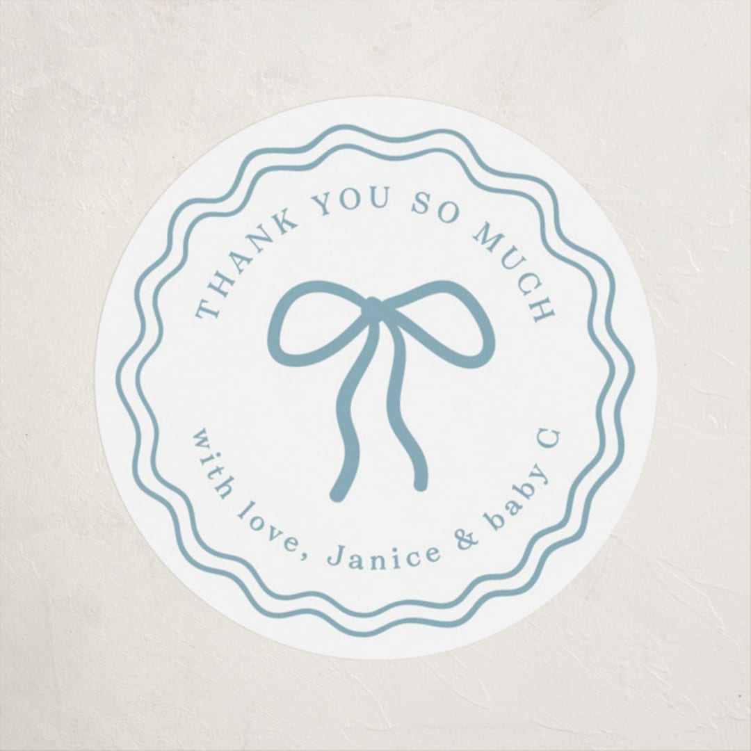 "Vintage Stripe" - Baby Shower Stickers in Powder Blue by Anna Black - Close-Up