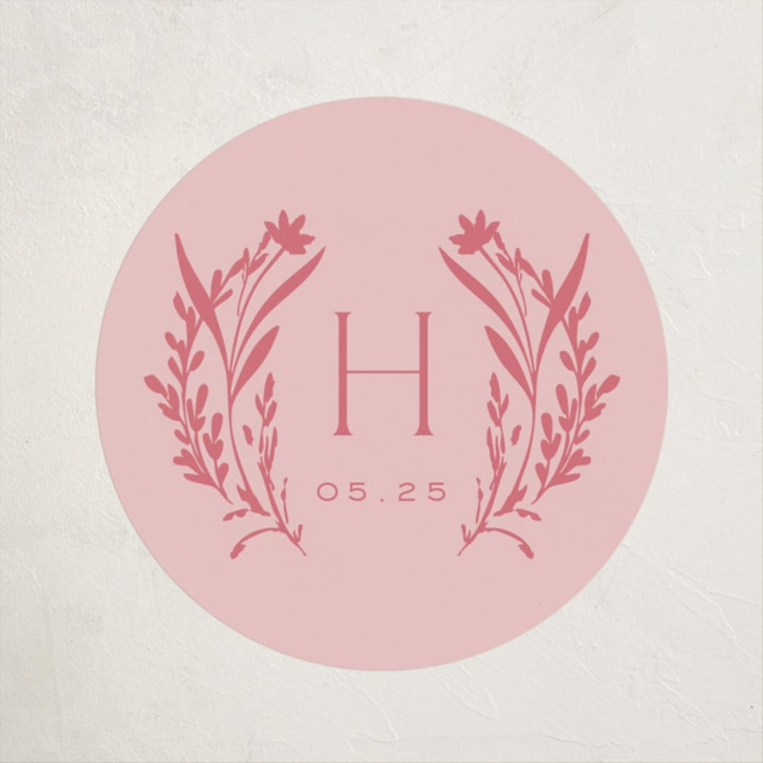 "Wildflower" - Baby Shower Stickers in Rose by Leah Bisch - Close-Up