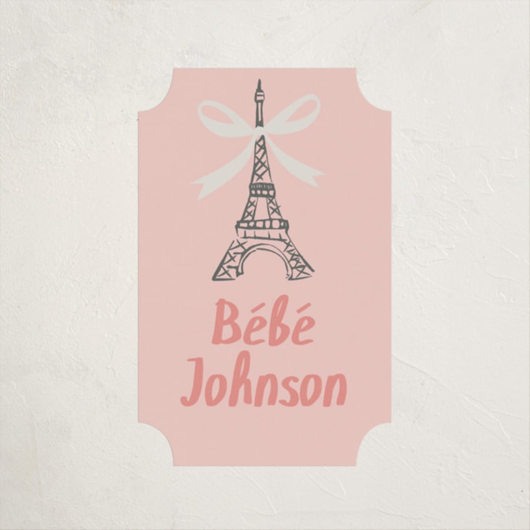 "Paris Postcard" - Baby Shower Stickers in Petal by Karidy Walker - Close-Up