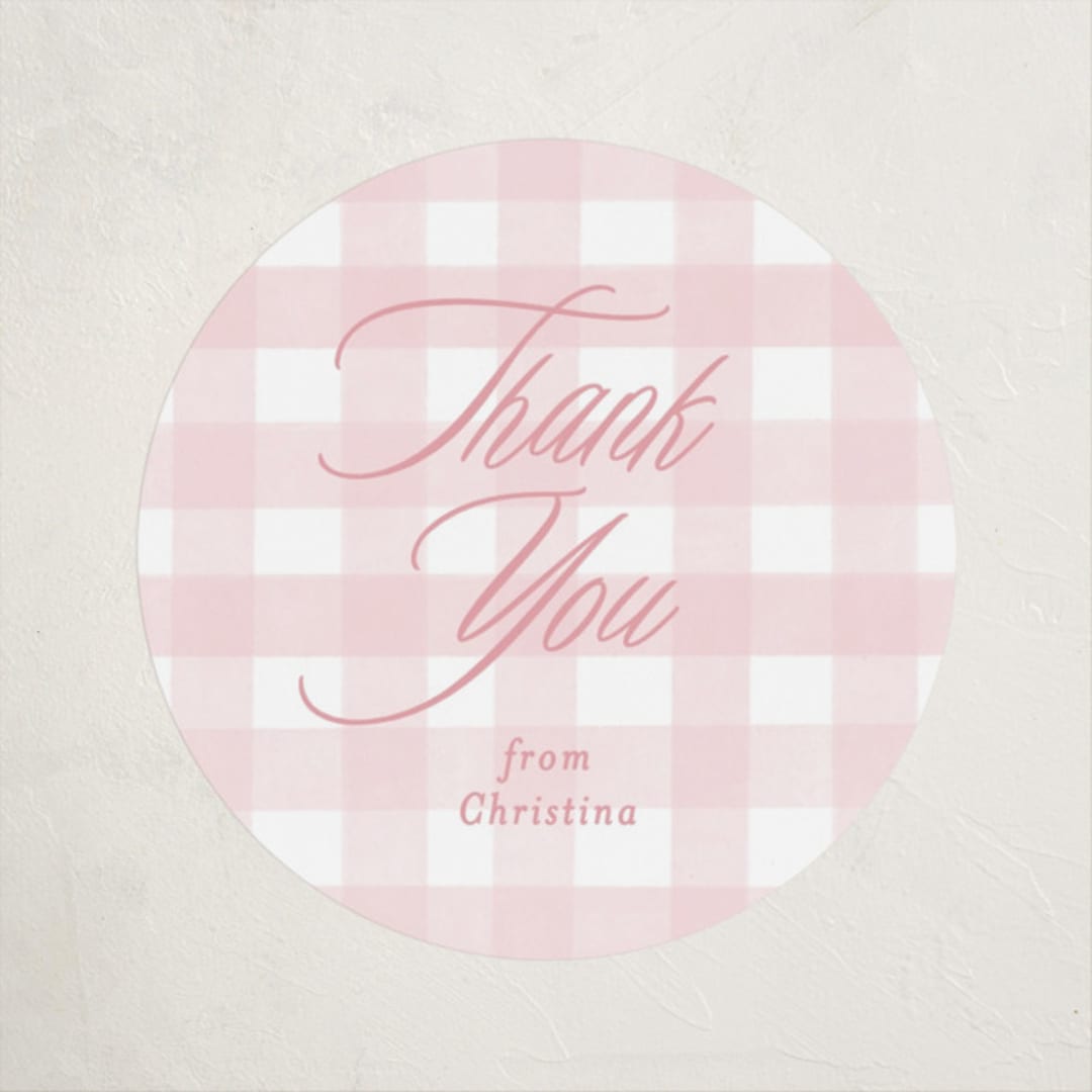"Classic Gingham" - Baby Shower Stickers in Cotton Candy by Creo Study - Close-Up