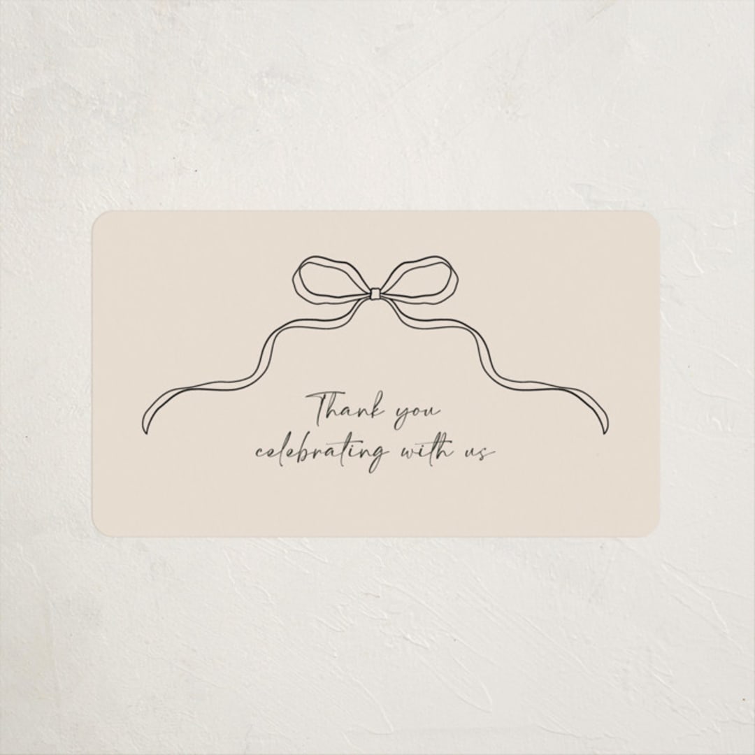 "Tied with Love" - Baby Shower Stickers in Linen by Joyce Pinheiro - Close-Up