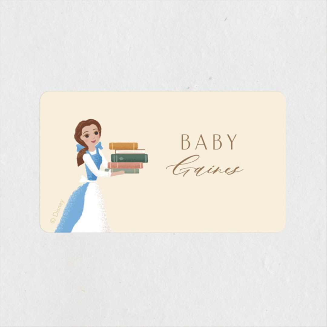 "Disney's Belle's books" - Baby Shower Stickers in Hicory by Jennifer Wick - Close-Up