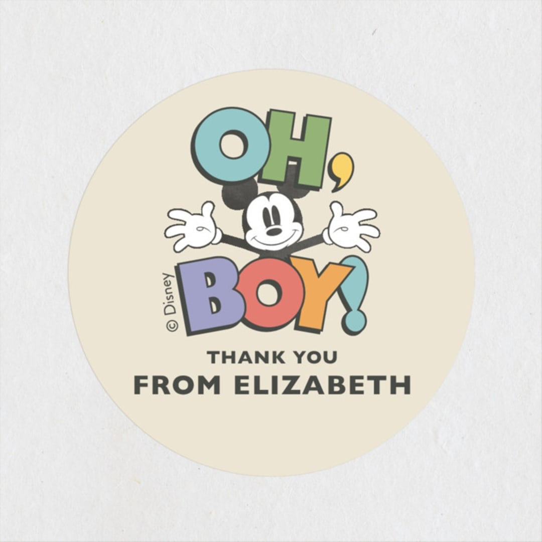 "Disney's Mickey Mouse Oh, Boy!" - Baby Shower Stickers in Natural by Heather Schertzer - Close-Up