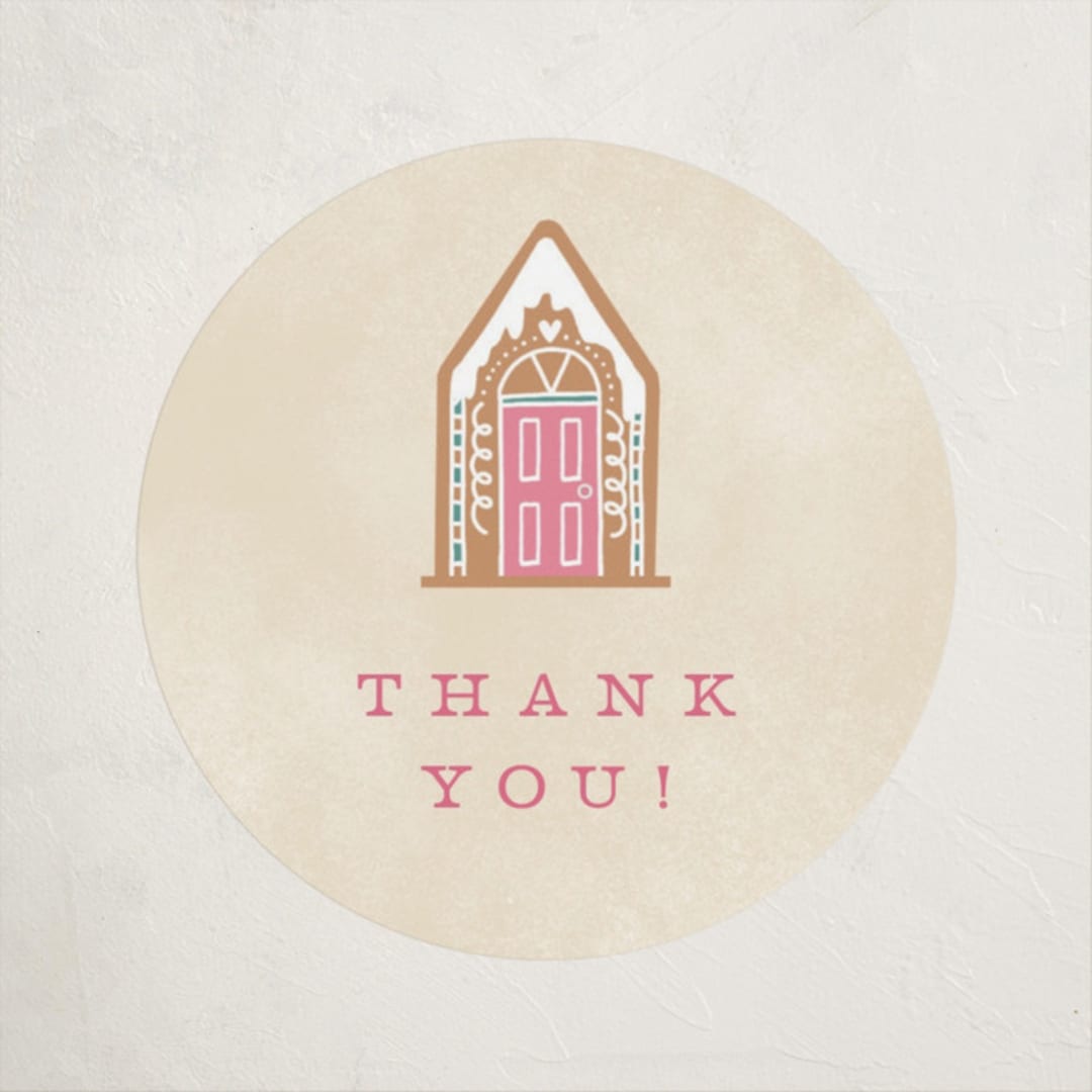 "Holiday Greetings" - Baby Shower Stickers in Cotton Candy by Pixel and Hank - Close-Up