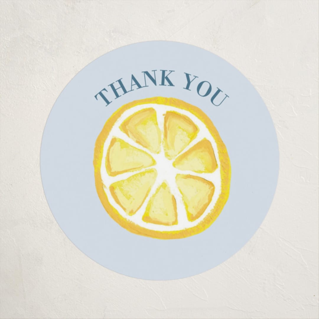 "Lemons" - Baby Shower Stickers in Pale Blue by Megan Cash - Close-Up