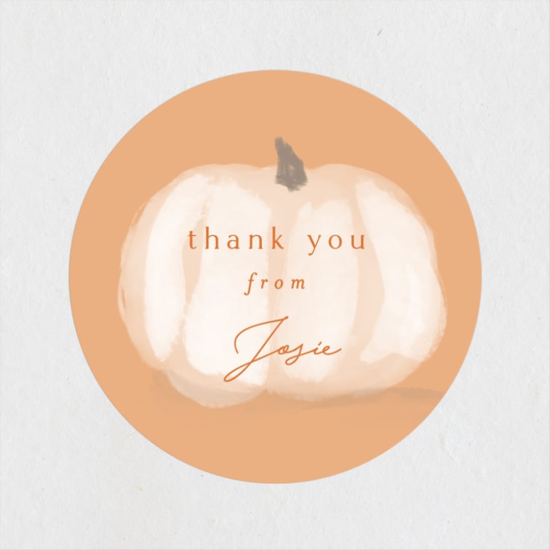 "Autumn Pumpkins" - Baby Shower Stickers in Pumpkin by Rebecca Durflinger - Close-Up