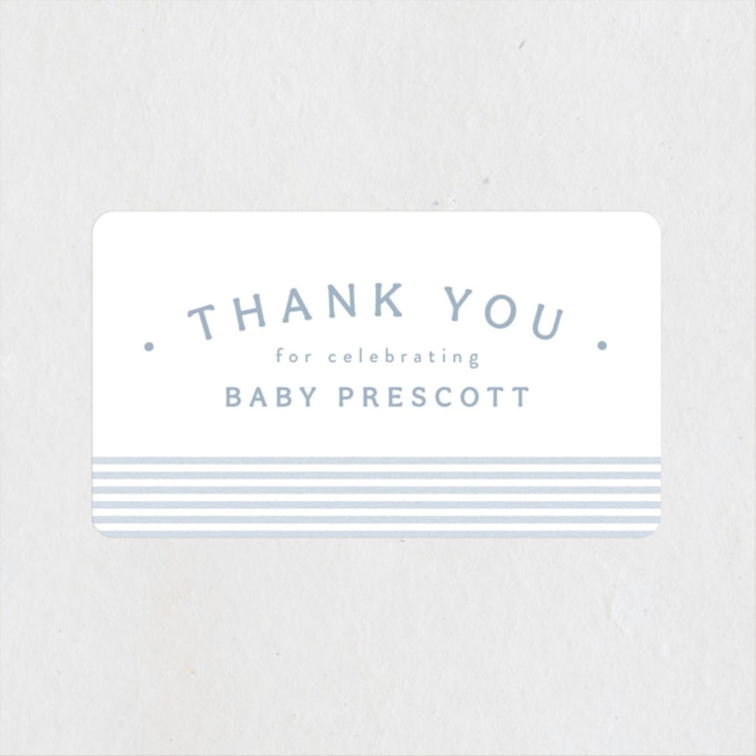 "A cute stripe" - Baby Shower Stickers in Sky by Lea Delaveris - Close-Up