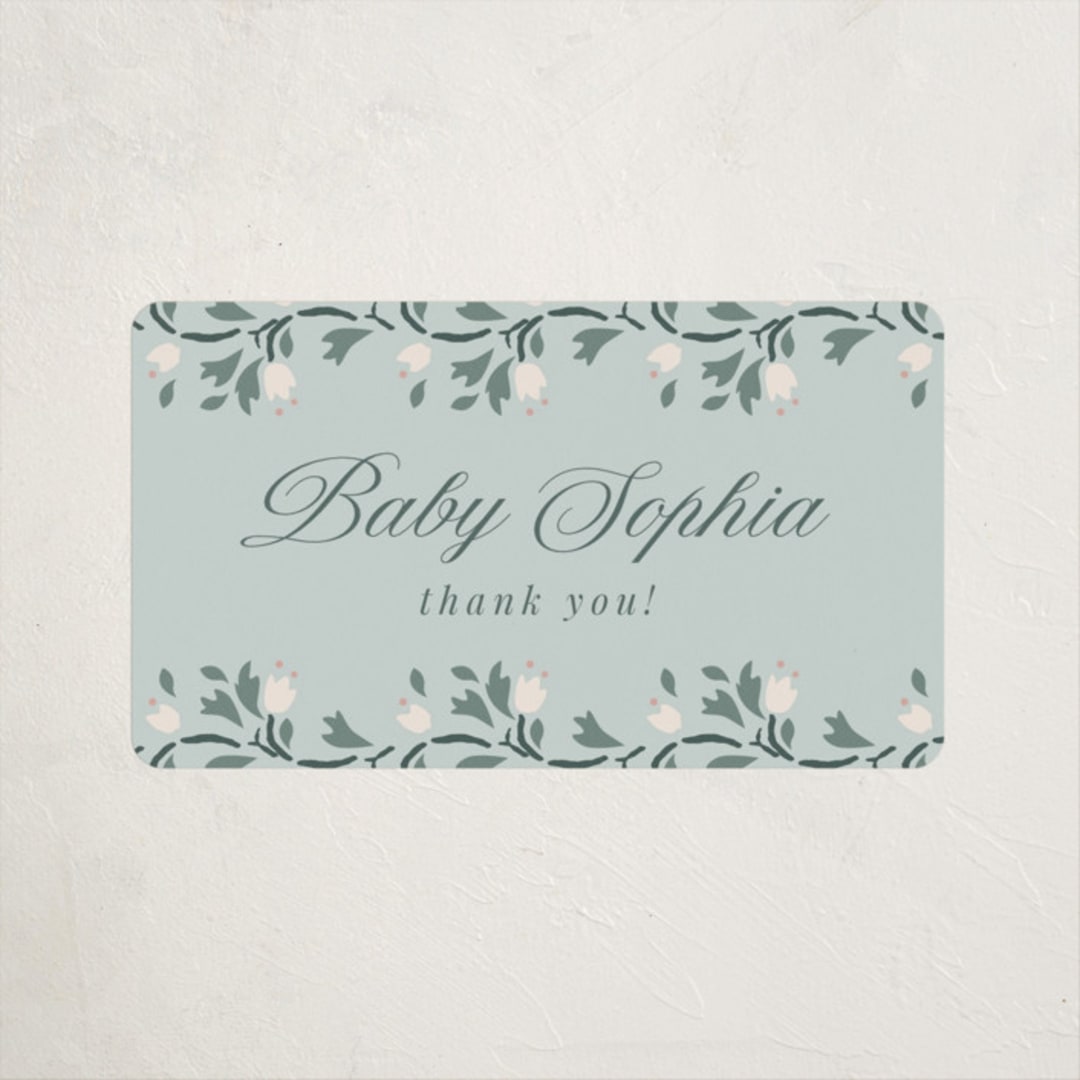 "Little Love Story" - Baby Shower Stickers in Sage by Ana de Sousa - Close-Up