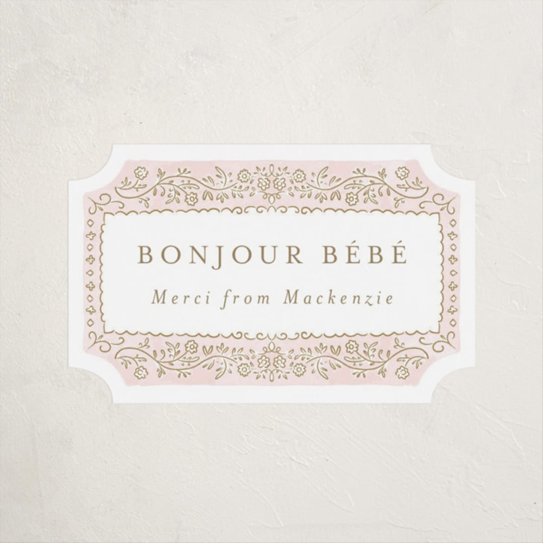 "Bebe" - Baby Shower Stickers in Cotton Candy by Jenna Holcomb - Close-Up
