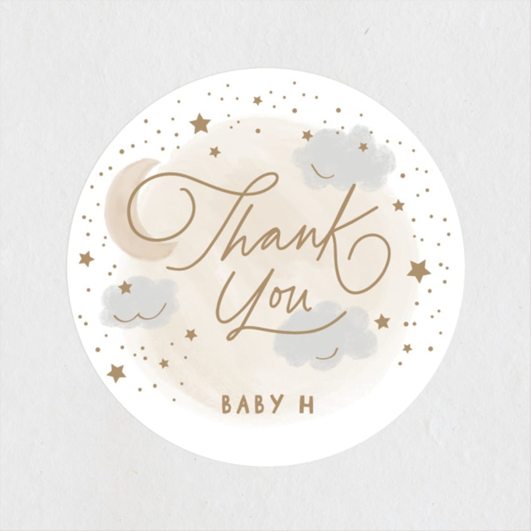 "Moon and stars" - Baby Shower Stickers in Latte by Creo Study - Close-Up