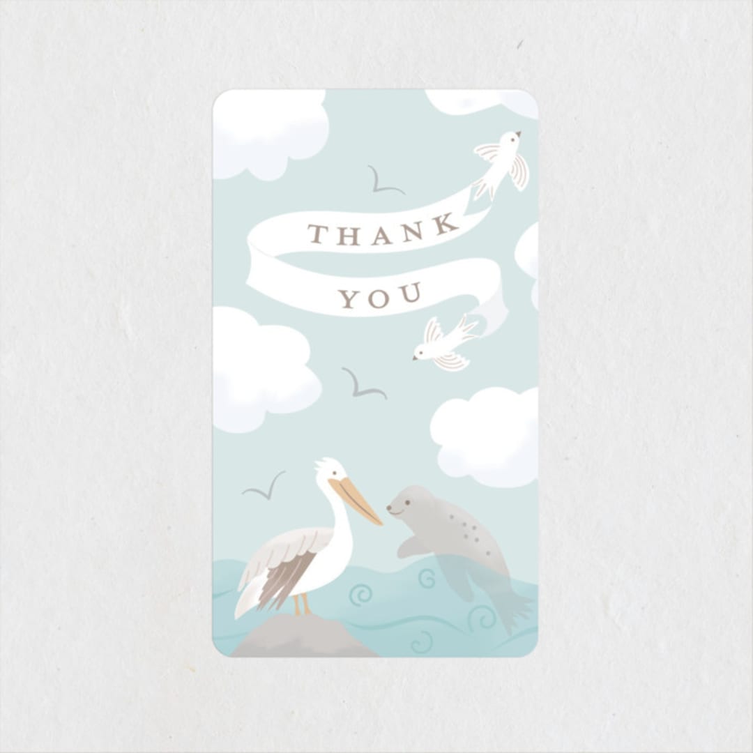 "Little Sailboat" - Baby Shower Stickers in Sky by Jennifer Holbrook - Close-Up