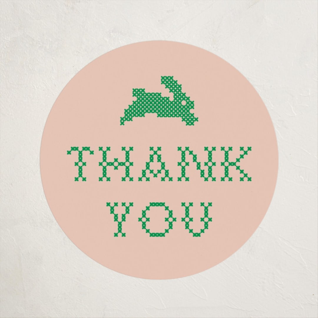 "Needlepoint" - Baby Shower Stickers in Grass by Claire - Close-Up