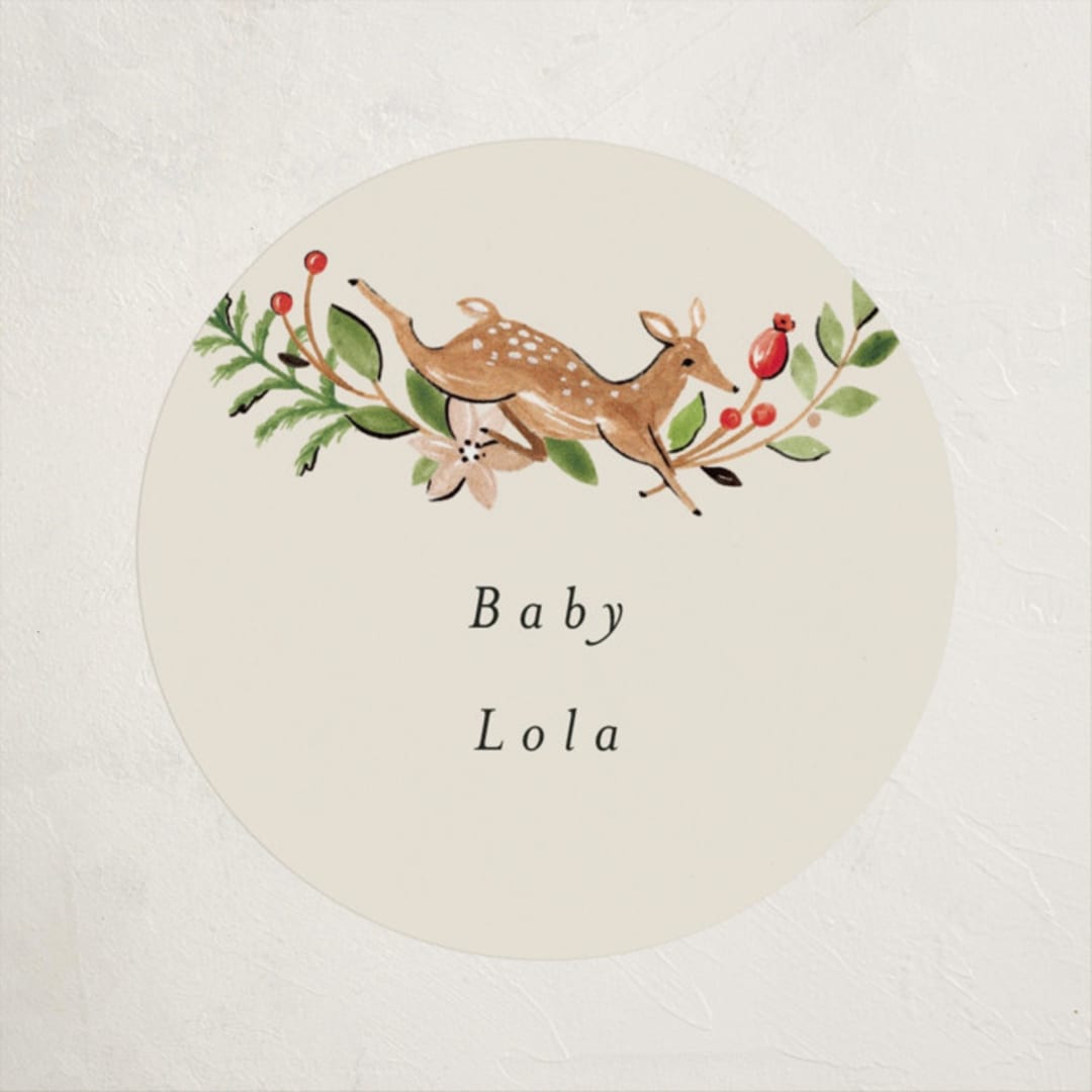 "Highlands" - Baby Shower Stickers in Peach Pie by Sarah Knight - Close-Up