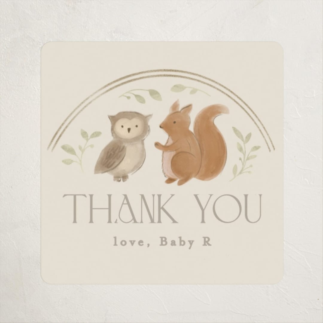 "Woodland storybook" - Baby Shower Stickers in Ecru by Creo Study - Close-Up