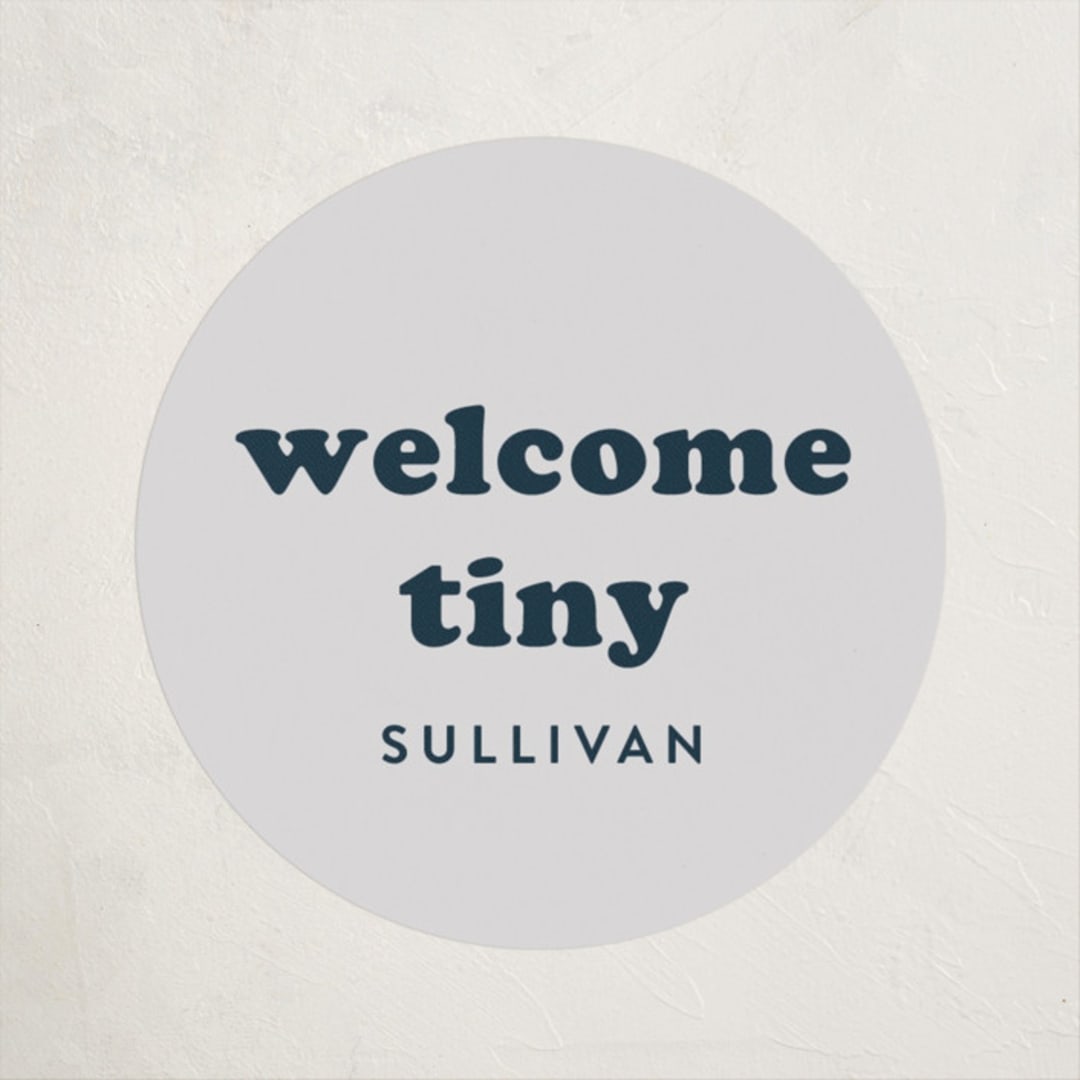 "Tiny Human" - Baby Shower Stickers in Whale by Corinne Malesic - Close-Up