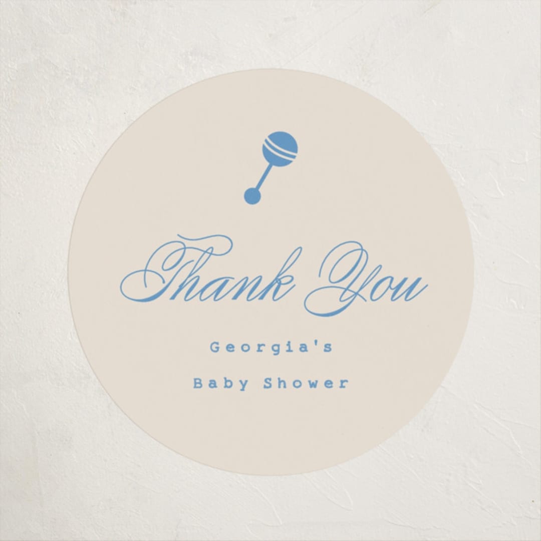 "Classic Start" - Baby Shower Stickers in Powder Blue by Carolyn MacLaren - Close-Up