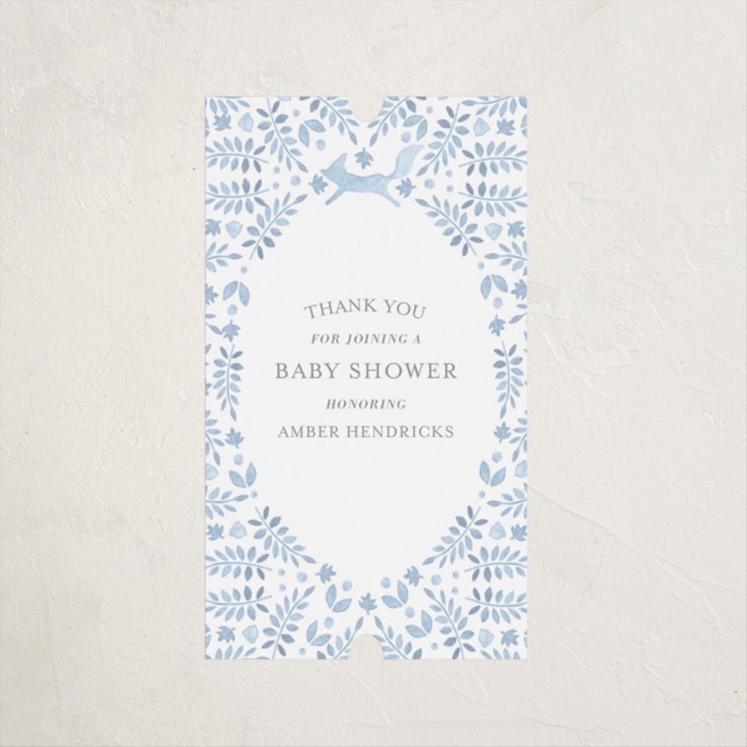 "Foxy Baby Shower" - Baby Shower Stickers in Denim by Hallie Fischer - Close-Up