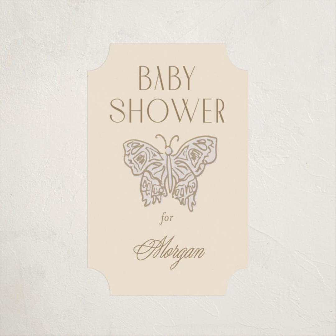 "Gilded Butterfly Garden" - Baby Shower Stickers in Ivory by Simona Camp - Close-Up