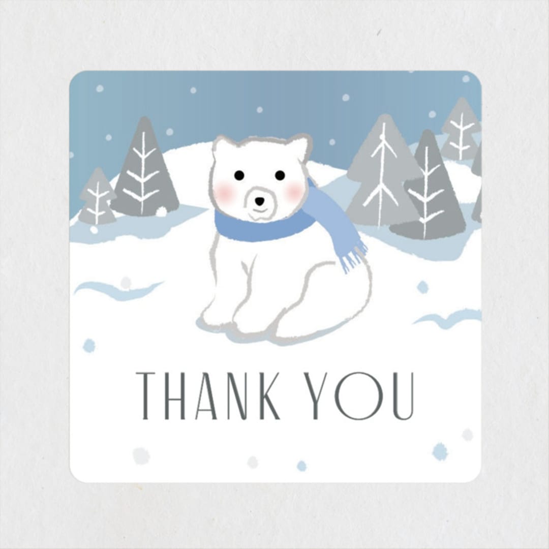 "Winter Bears" - Baby Shower Stickers in Sparkle by Jennifer Lew - Close-Up