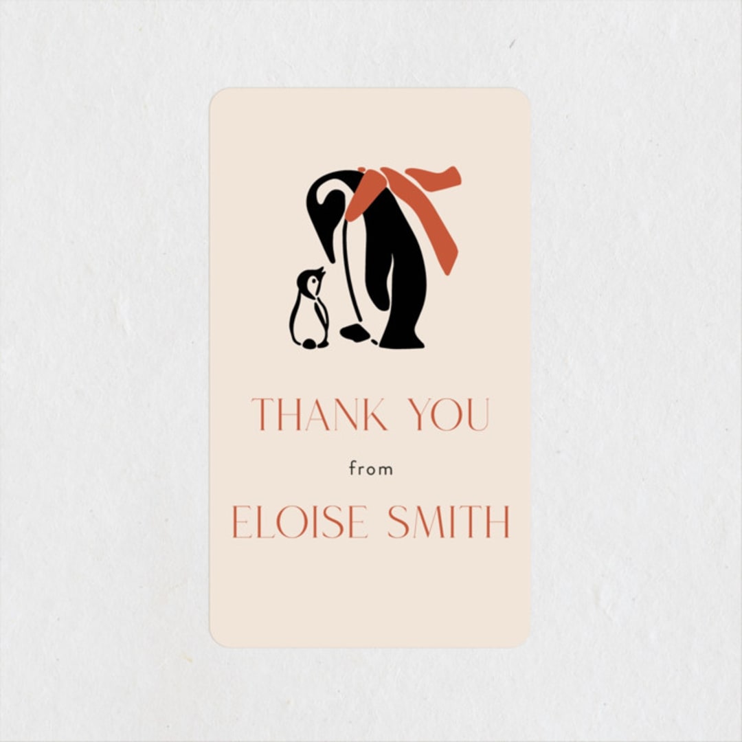 "Penguin Print" - Baby Shower Stickers in Scarlet by Lauren Jinhee - Close-Up