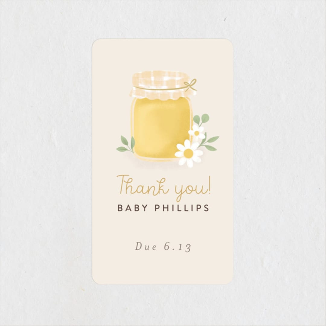 "Little Honey" - Baby Shower Stickers in Greige by Itsy Belle Studio - Close-Up