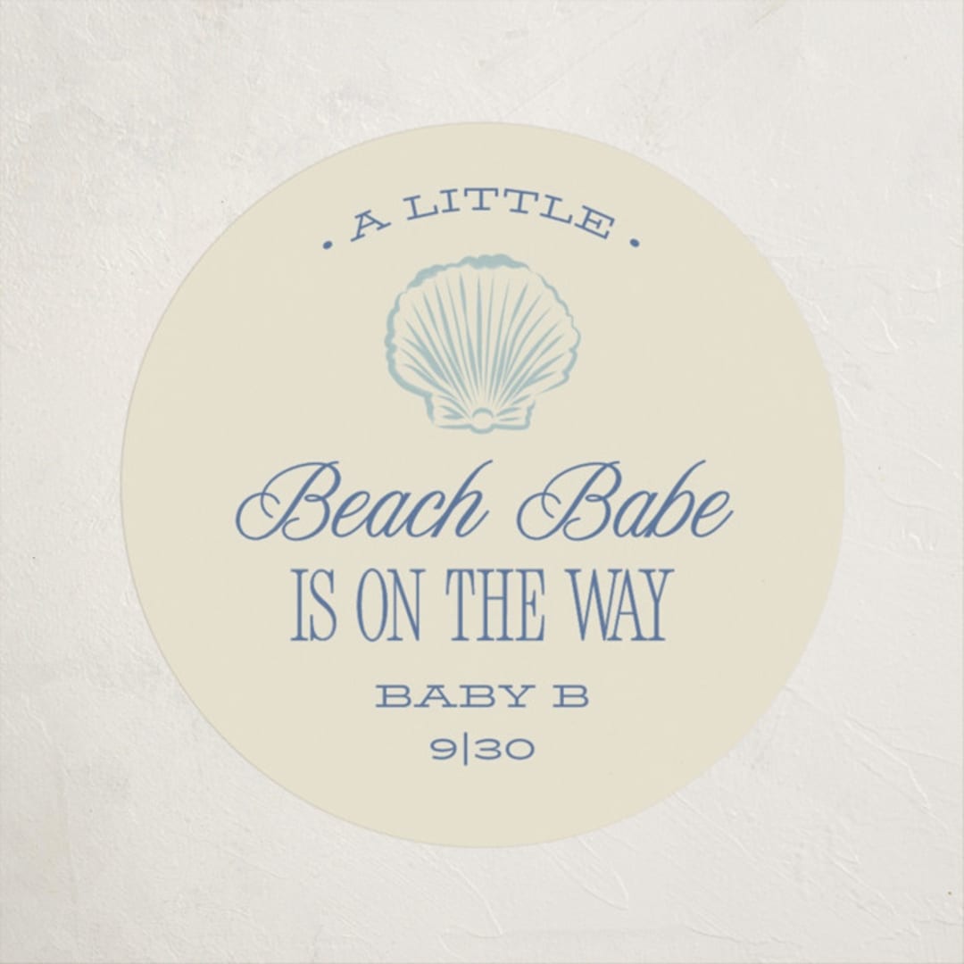 "Beach Babe" - Baby Shower Stickers in Ocean by Robert and Stella - Close-Up