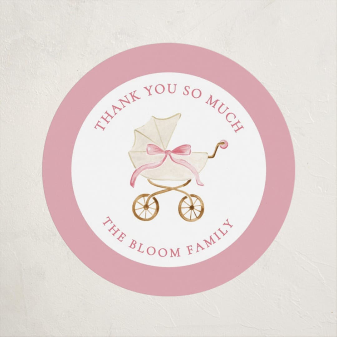 "graceful" - Baby Shower Stickers in Peony by Sarah Knight - Close-Up