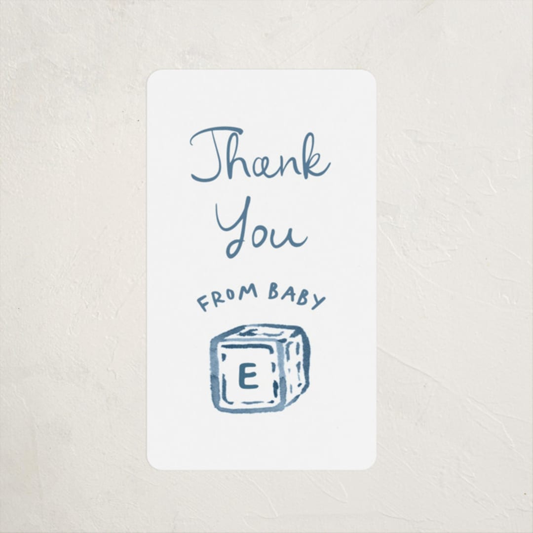 "Letter Box" - Baby Shower Stickers in Baby Blue by Claudia Orengo - Close-Up
