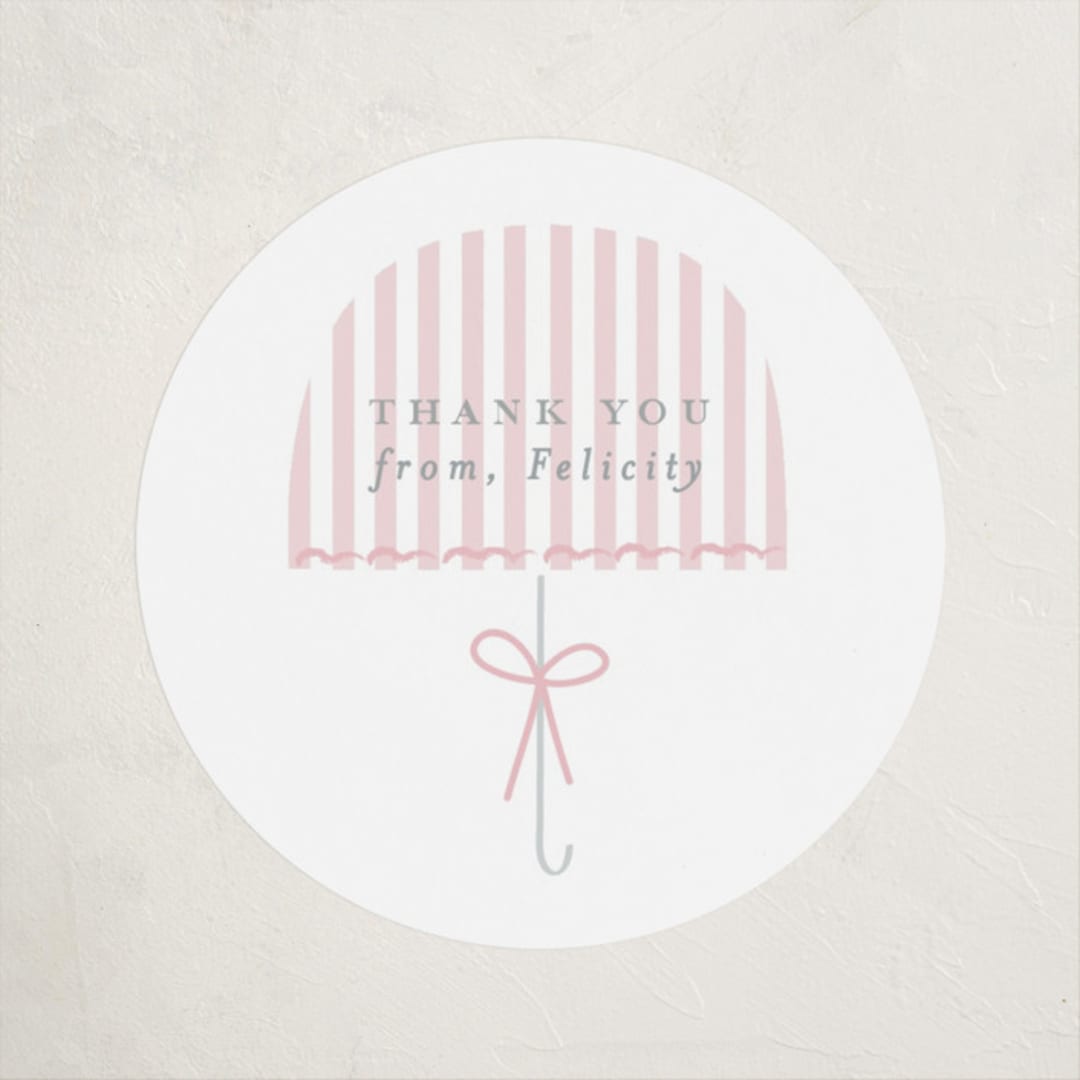 "Bow Brolly" - Baby Shower Stickers in Rose by Angela Thompson - Close-Up