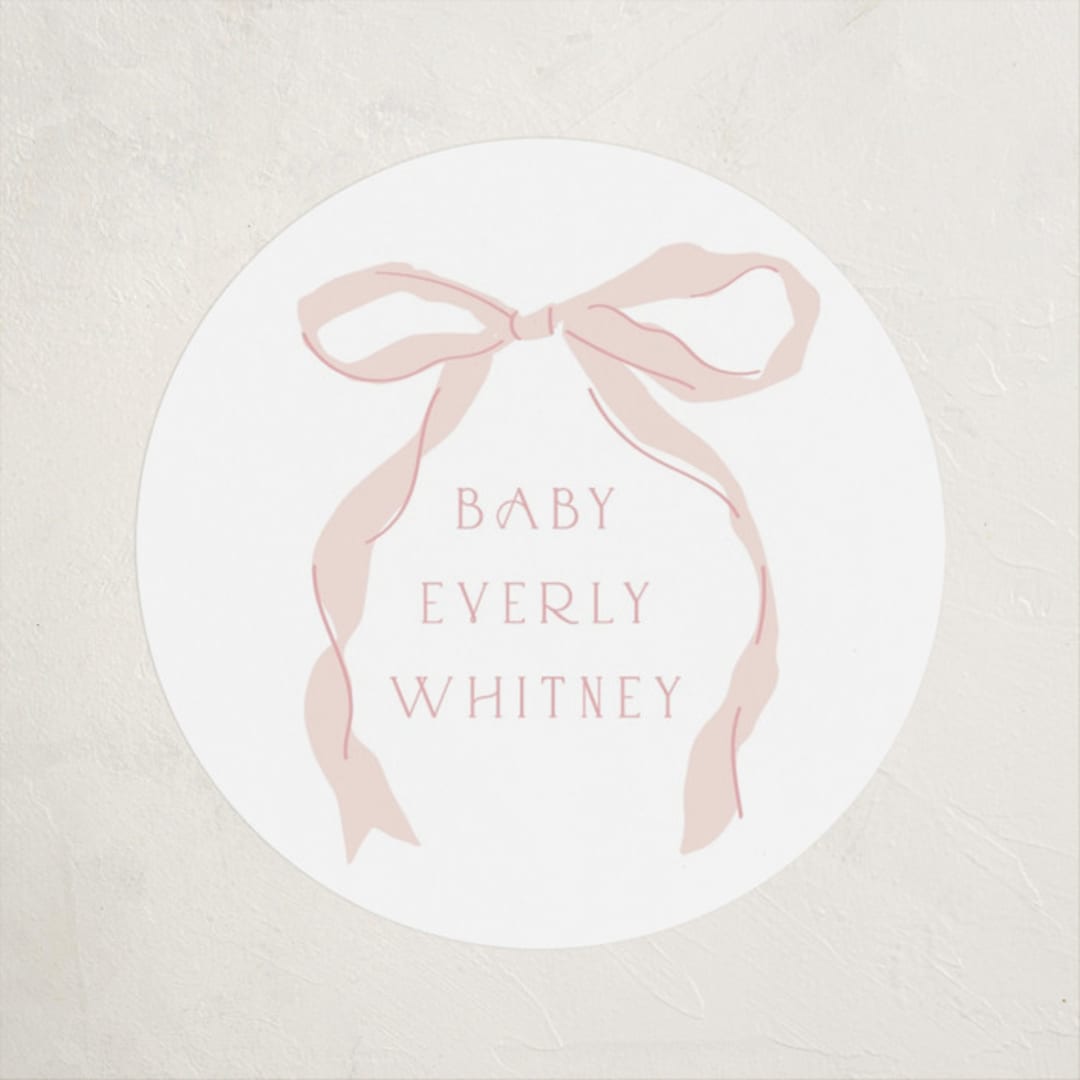 "Framed Bow" - Baby Shower Stickers in Blush by Baumbirdy - Close-Up